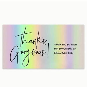 NEW 50 Pc Holographic Colorful Thank You For Supporting My Small Business Cards